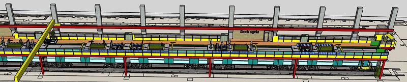 Plan 3D sketchup d'une passerelle d'accès - conception ergonomique